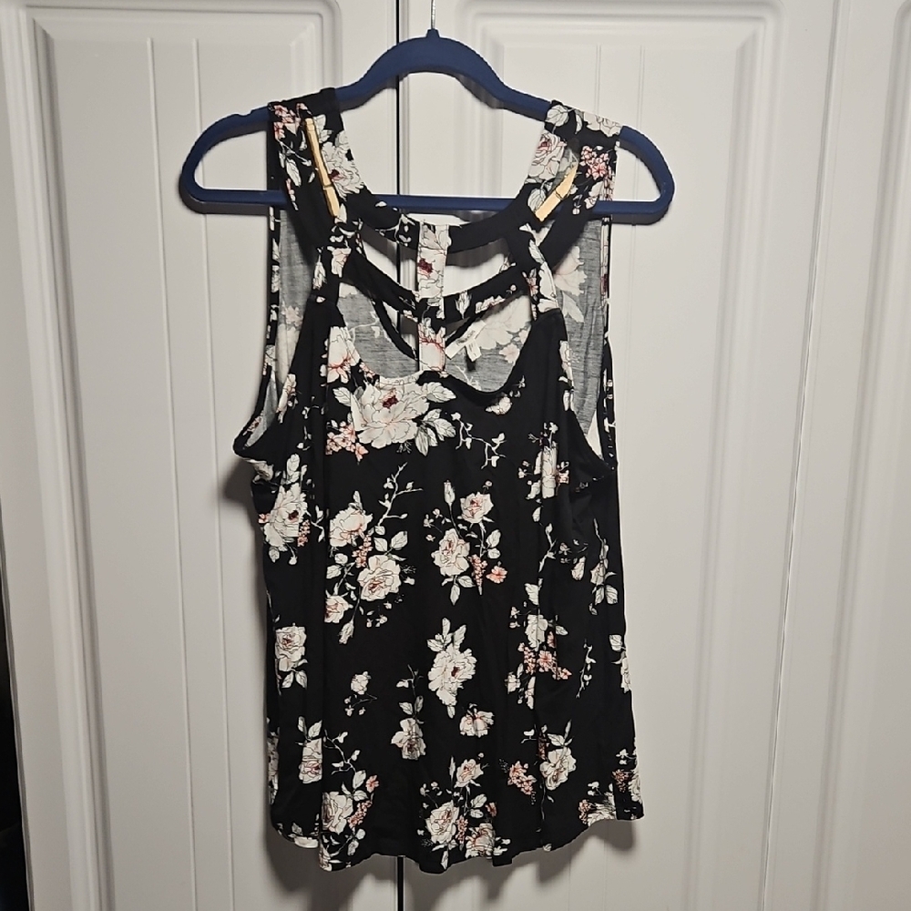 Maurices Black and White Cut Out Tank Top